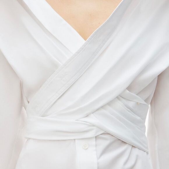 NWT $495 Alexander wang CROSS DRAPE SHIRTDRESS IN COMPACT COTTON - Picture 2 of 14